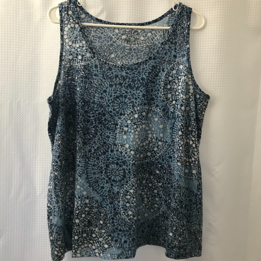 Lane Bryant Sleeveless Shirt with Blue Pattern